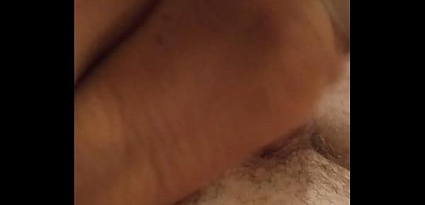  homemade footjob with sweaty nylons and cumshot